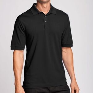 CUTTER & BUCK Men's Black Polo Shirt short sleeves pique 100% cotton medium